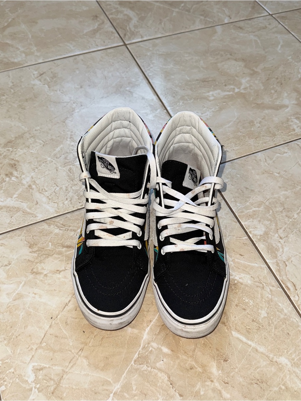 Vans Black High-Top Sneakers with Multicolor Side Accents